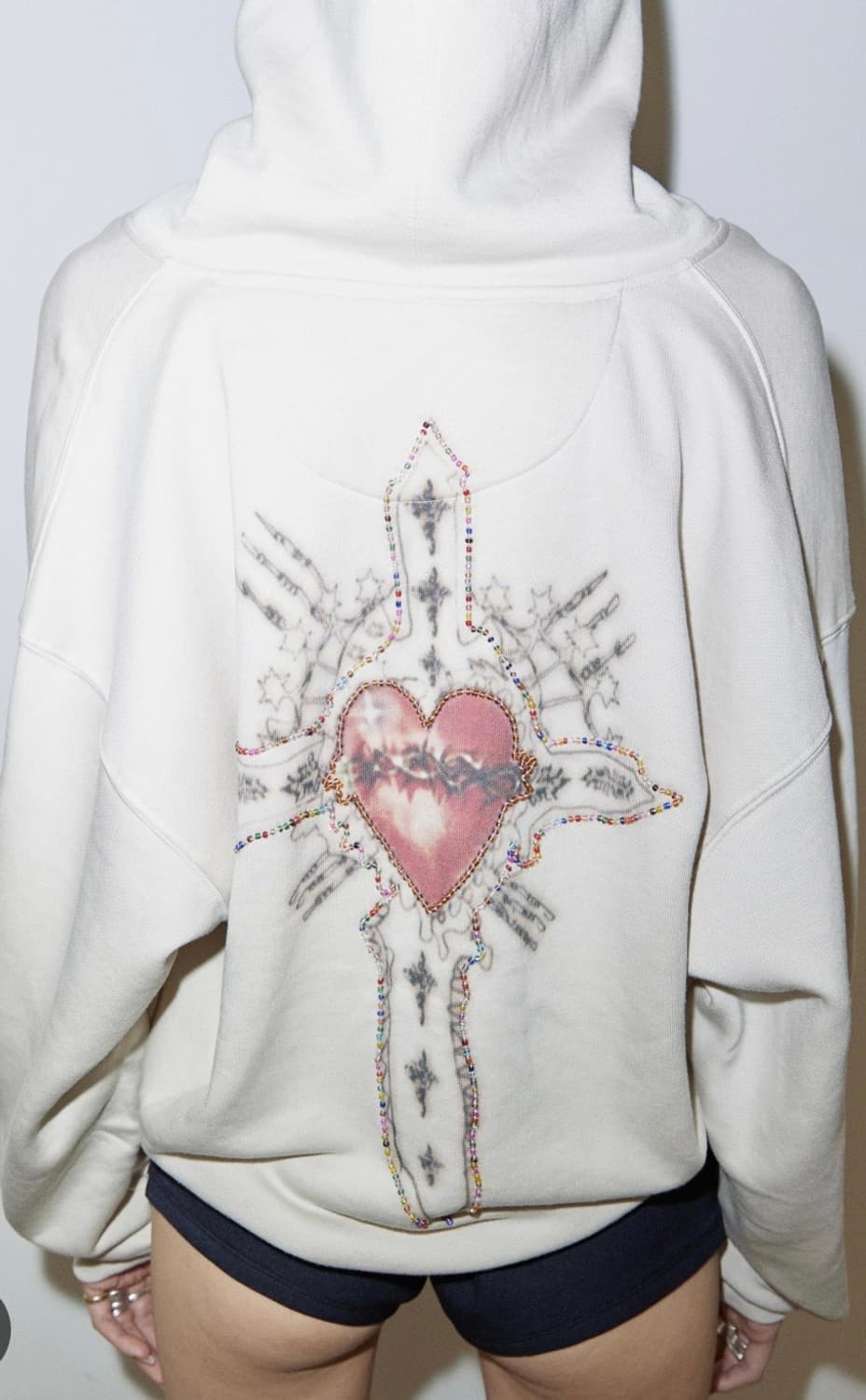 Beaded Saint Hoodie Zip-Up Dirty White 상품이미지2