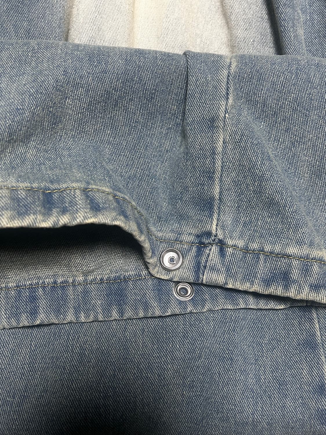 사이드 핀턱 와이드 청바지 연청 상품이미지3