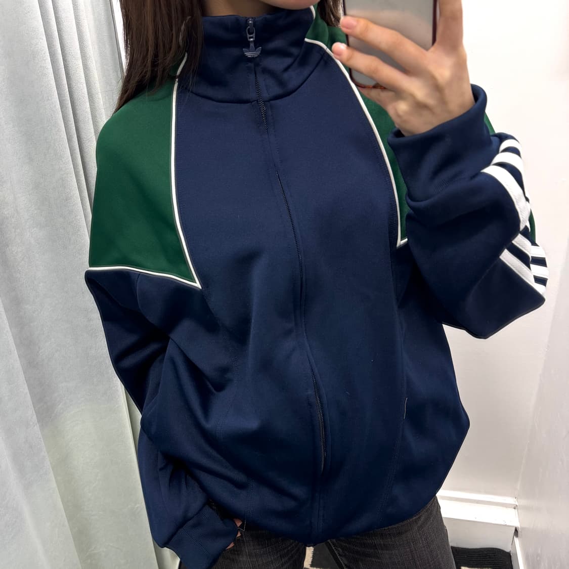 아디다스 그린블루 배색 빅로고 트랙탑 져지 상품이미지2