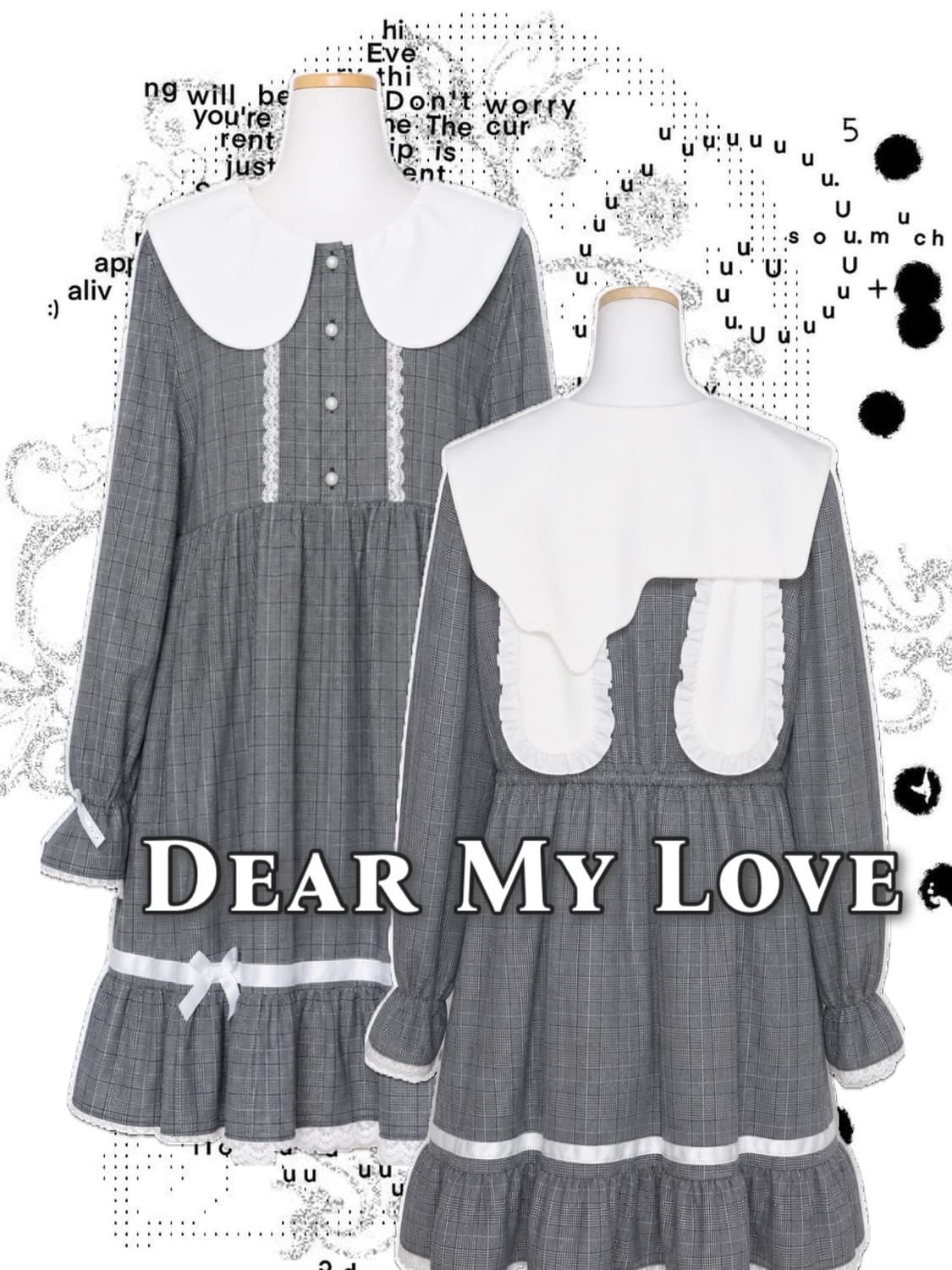 dear my love디마럽 히메갸루 로리타 세일러카라 체크 프릴 원피스 상품이미지1