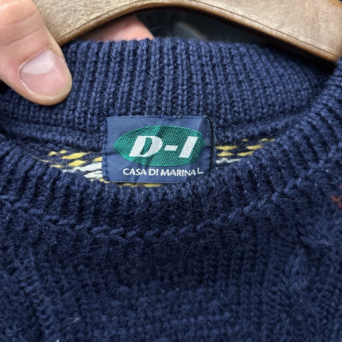 90s JPN 클래식 케이블 노르딕 음각패턴 믹스 울 스웨터 N164 상품이미지5