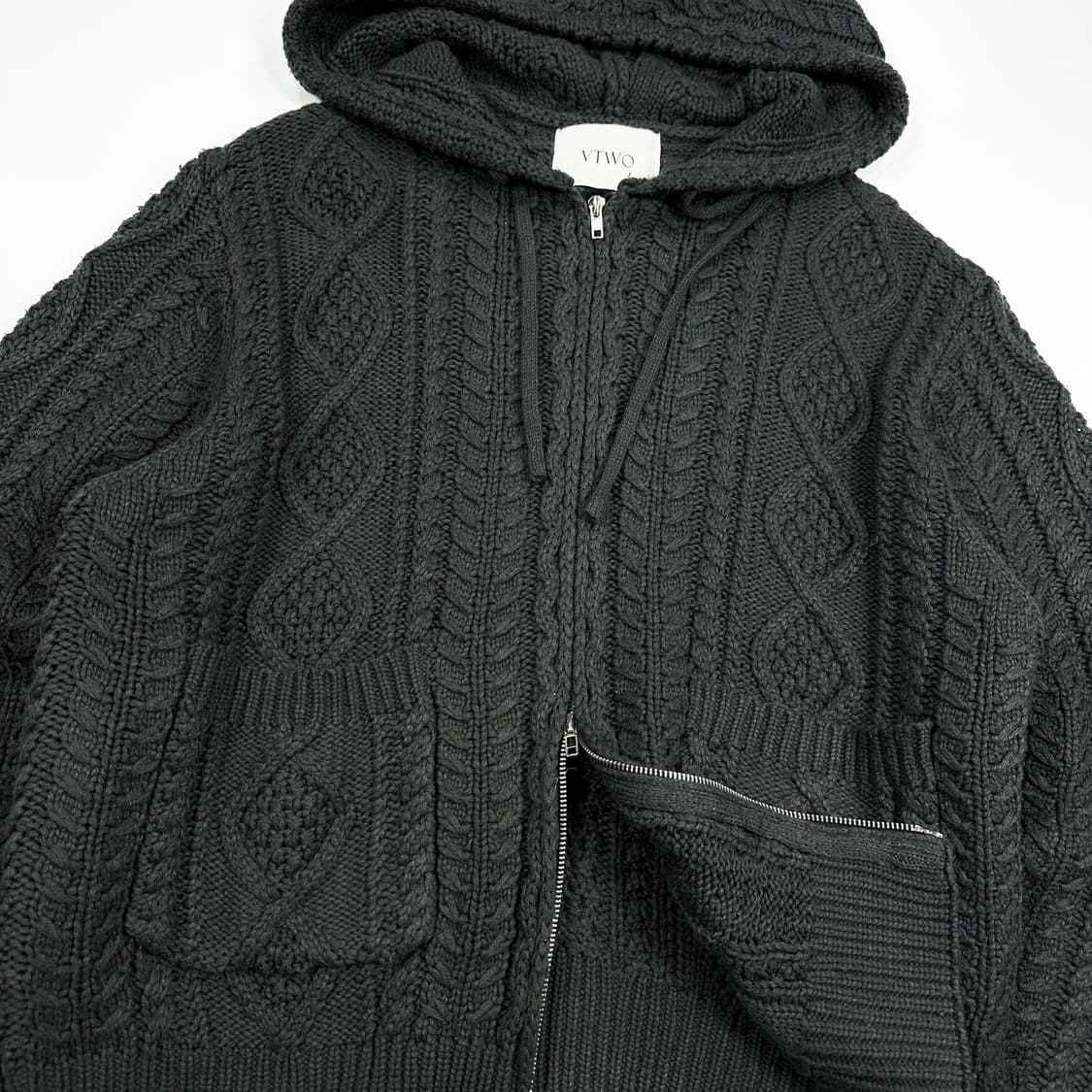 VTG 빈티지 투웨이 헤비 코튼 니트 집업 (실측 L) 상품이미지3