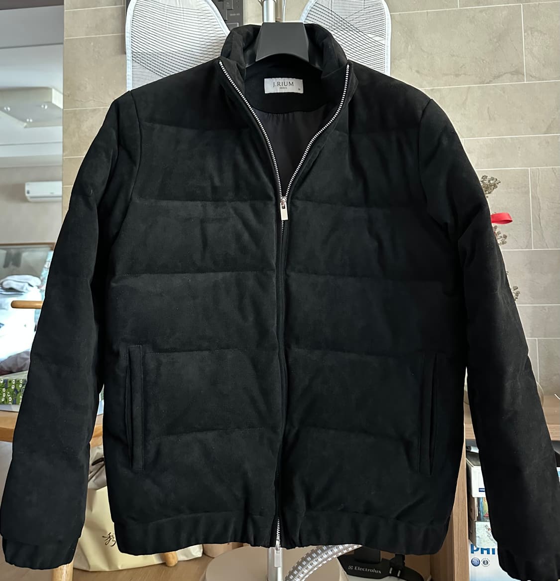 제이리움 스웨이드 구스다운 패딩 (남녀공용) 블랙 M  상품이미지8