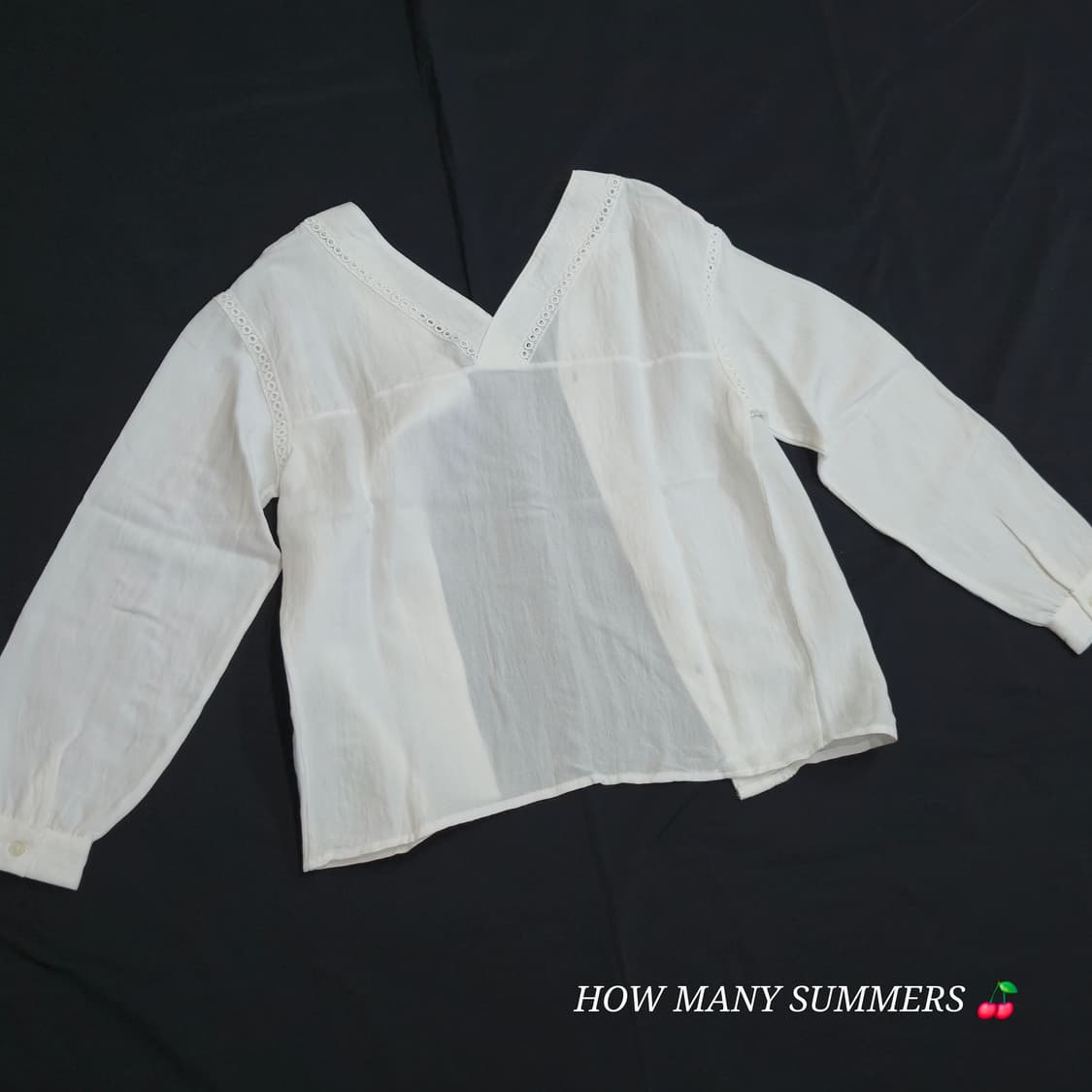 피프스 fifth 브이넥 펀칭 레이스 블라우스 아일렛 자수 긴팔 화이트 상품이미지6