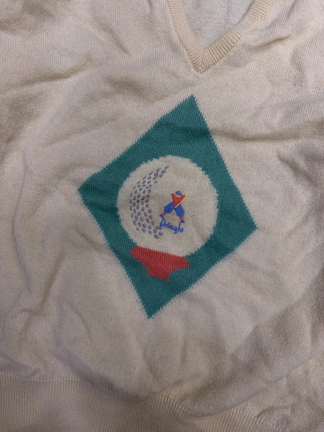 프링글 스포츠 80's 램스울 V넥 골프 니트 크림 XL 상품이미지4