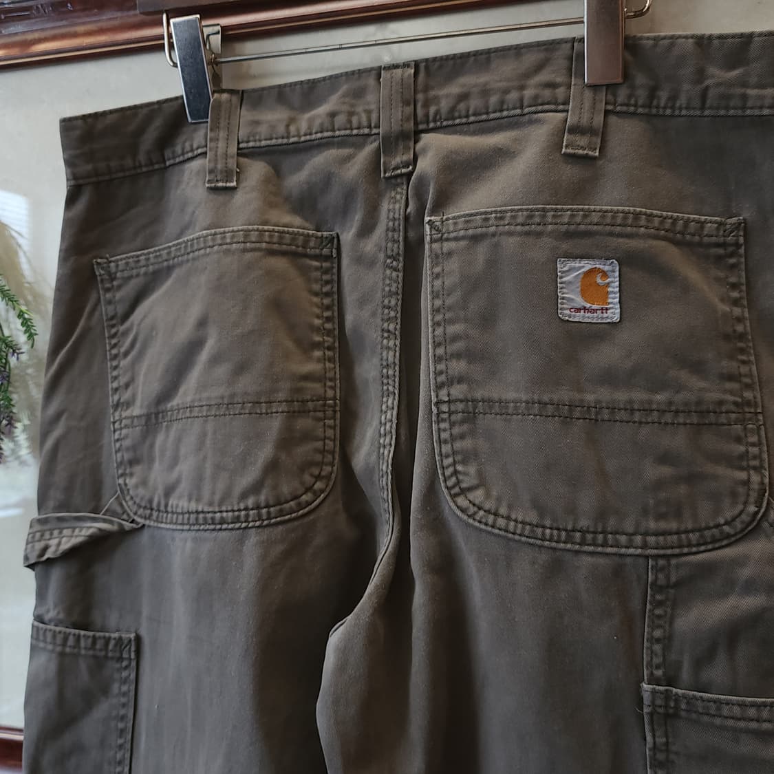 칼하트 워크팬츠 릴렉스드 핏 캔버스 팬츠 모스 그린 33x34 상품이미지9