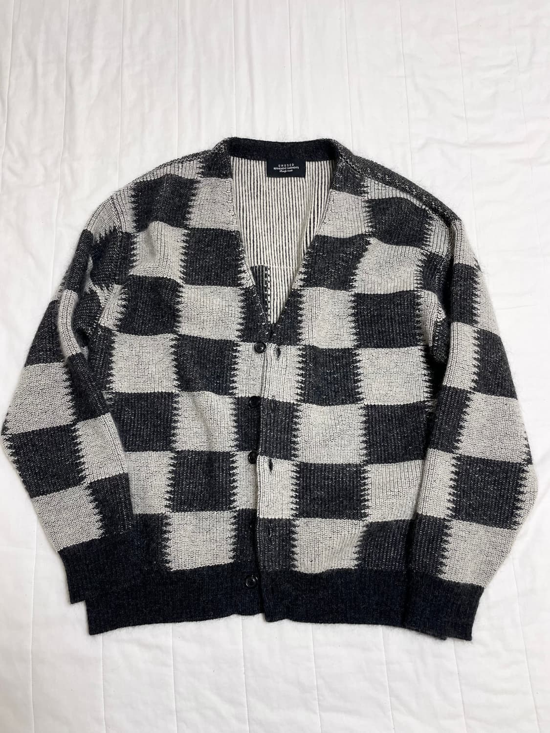 언유즈드 알파카 체커 플래그 가디건 상품이미지3