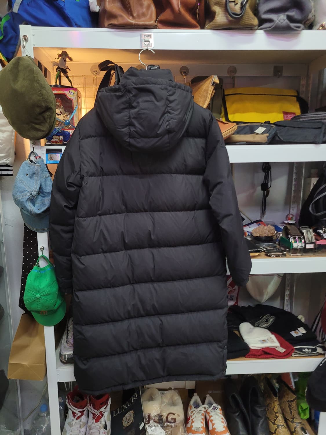 Adidas 아디다스 블랙 삼선 롱패딩 덕다운 (모자 분리형) 상품이미지5