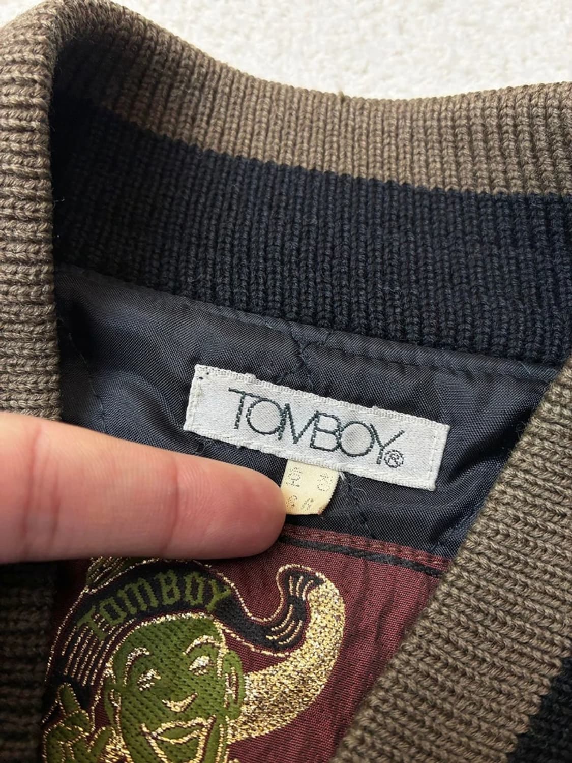 톰보이 80's 소가죽 배색 바시티 자켓 PN5875 상품이미지8