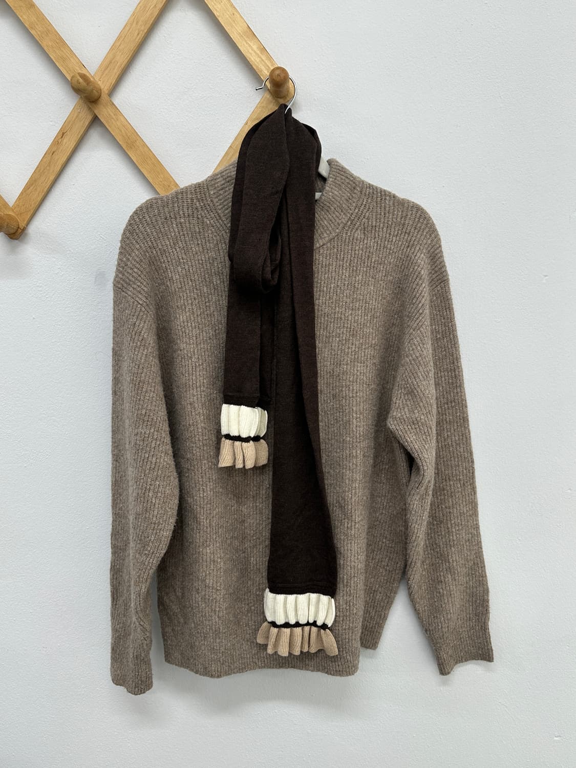 ☕️사와코의 라떼맛 목도리 코디세트☕️ 그런지 히피 니트 롱 스커트 상품이미지3