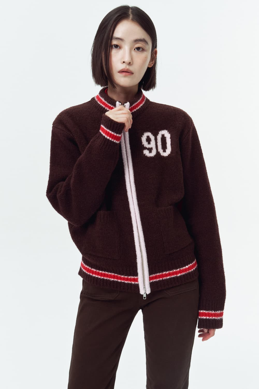 아비에무아 90 자카드 울 집업 가디건 상품이미지2