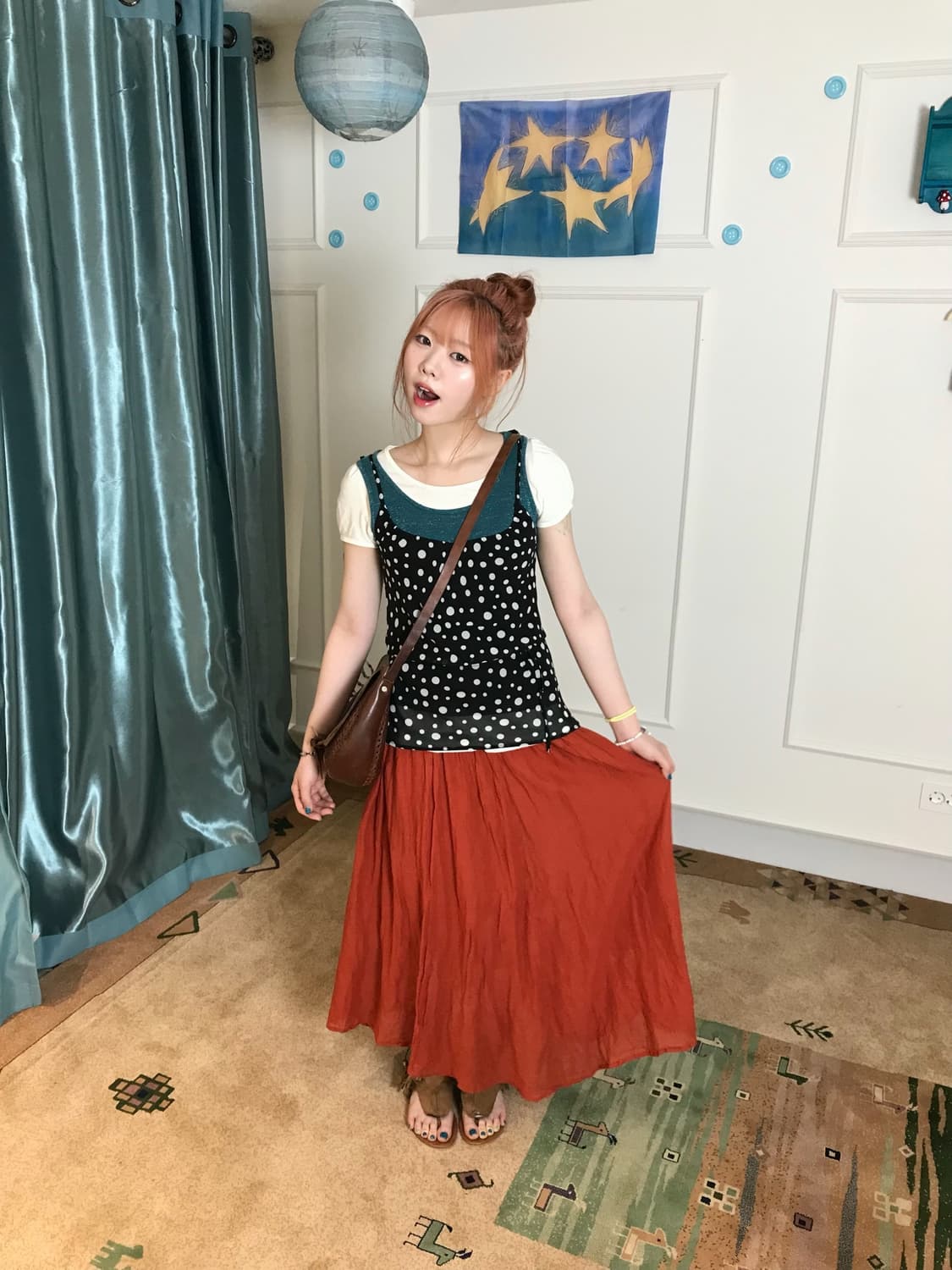 자연스럽게 퍼지는 실루엣이 귀엽고 보헤미안 소녀 무드••🍅✨ 상품이미지1