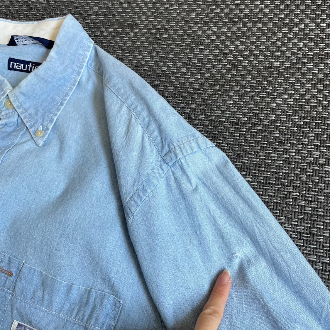 노티카 원포켓 연청 데님 셔츠 M 상품이미지4