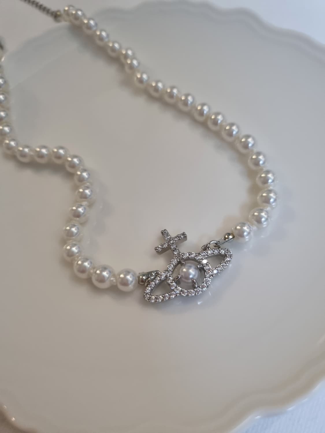 비비안웨스트우드 업사이클링  진주큐빅  진주 목걸이 상품이미지5