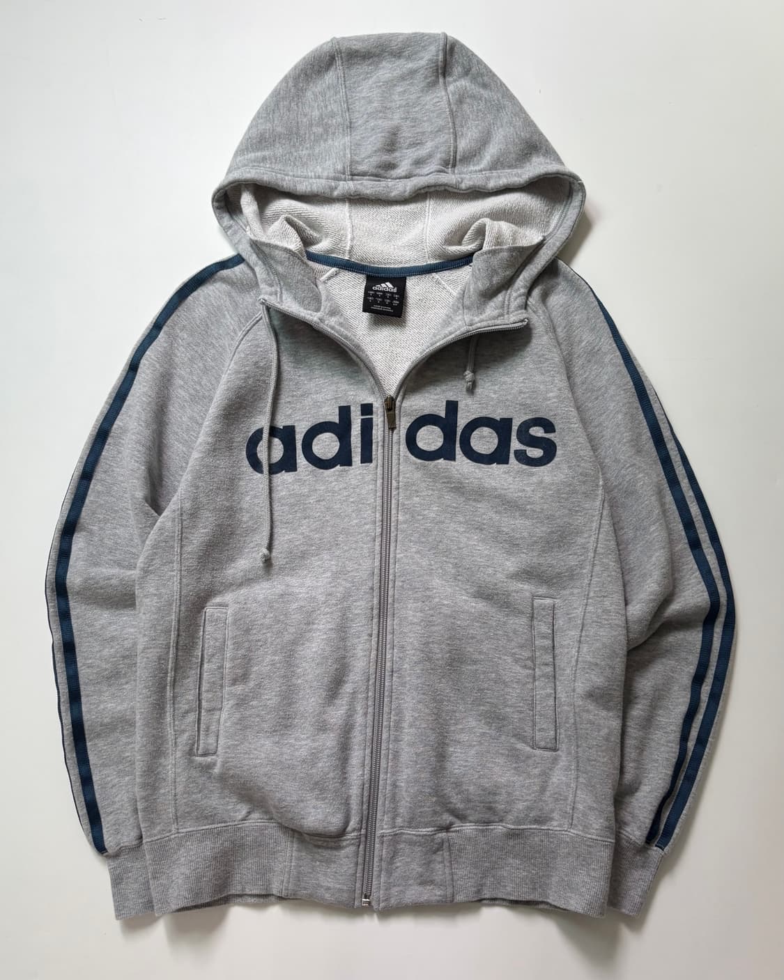 Adidas 아디다스 그레이컬러 로고 코튼 후드집업  상품이미지4