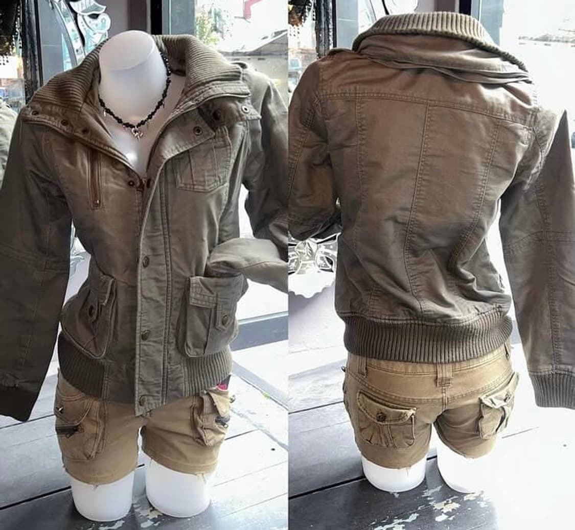 빈티지 카키 봄버 자켓 점퍼 갸루 y2k 후루이 피조물 상품이미지1