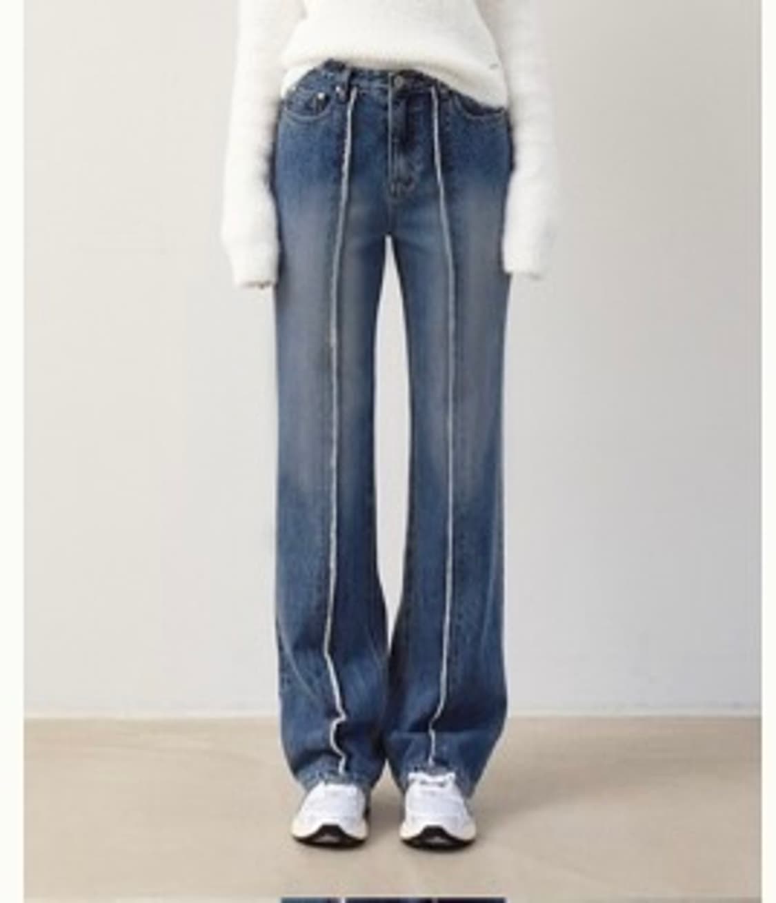 [새상품/L]하와 프린지 플로우 데님 청바지 세미부츠컷 하와 자체제작 상품이미지1