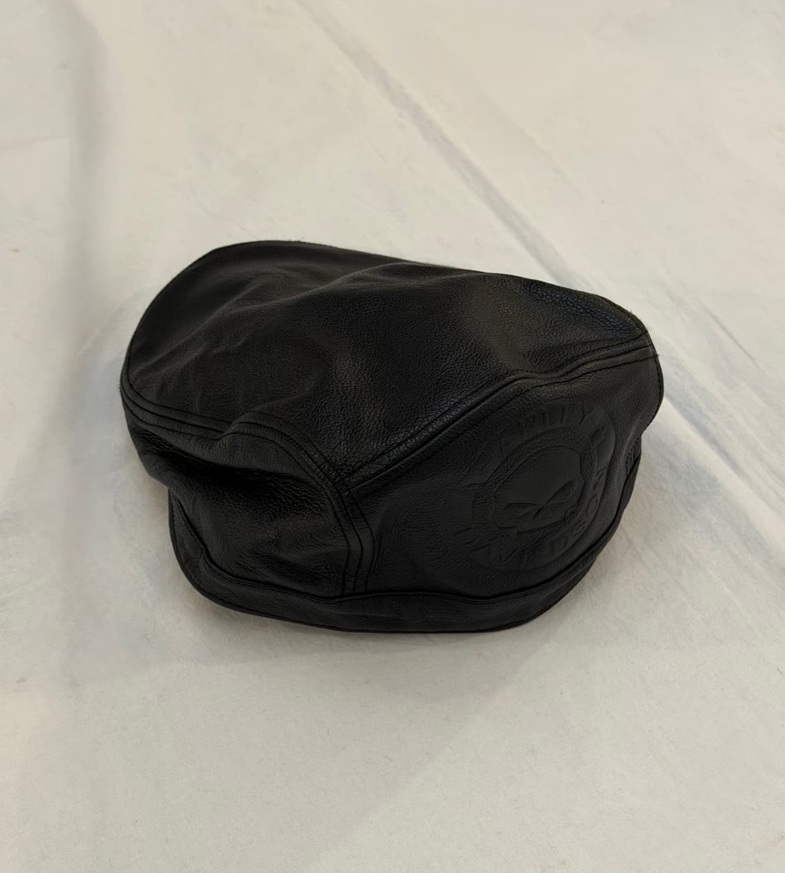 할리데이비슨 카우하이드 스컬 가죽 베레모 헌팅캡 블랙 상품이미지1