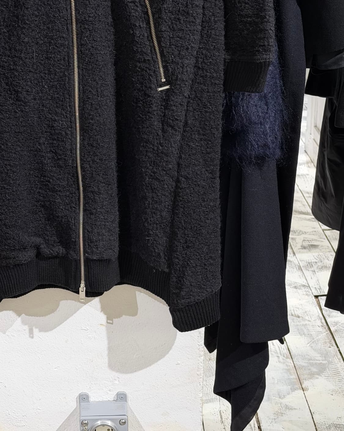 디젤 블랙 테디 플리스 후드 롱 코트  상품이미지6