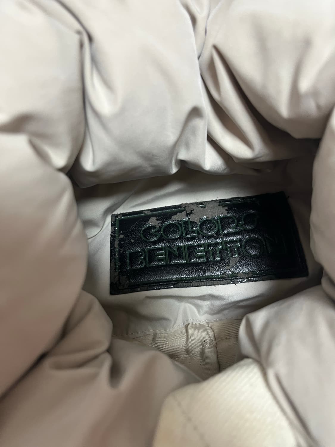 아이보리 퍼 후드 패딩 점퍼 라떼 갸루 빈티지 야상 달천깔 베네통 상품이미지3