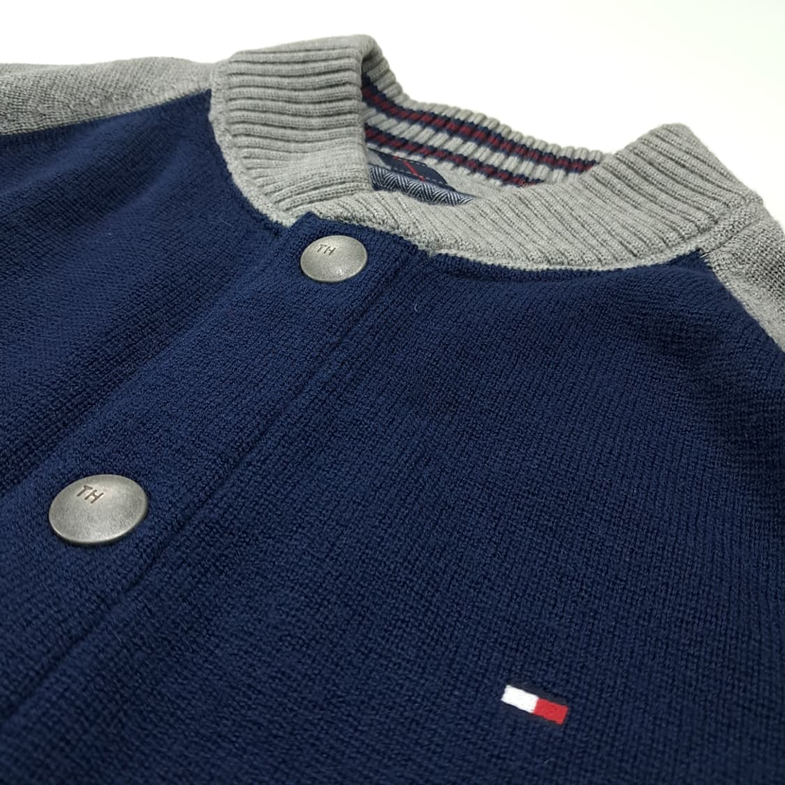 CL182 타미힐피거 울 바시티스타일 네이비 니트 블루종 상품이미지4