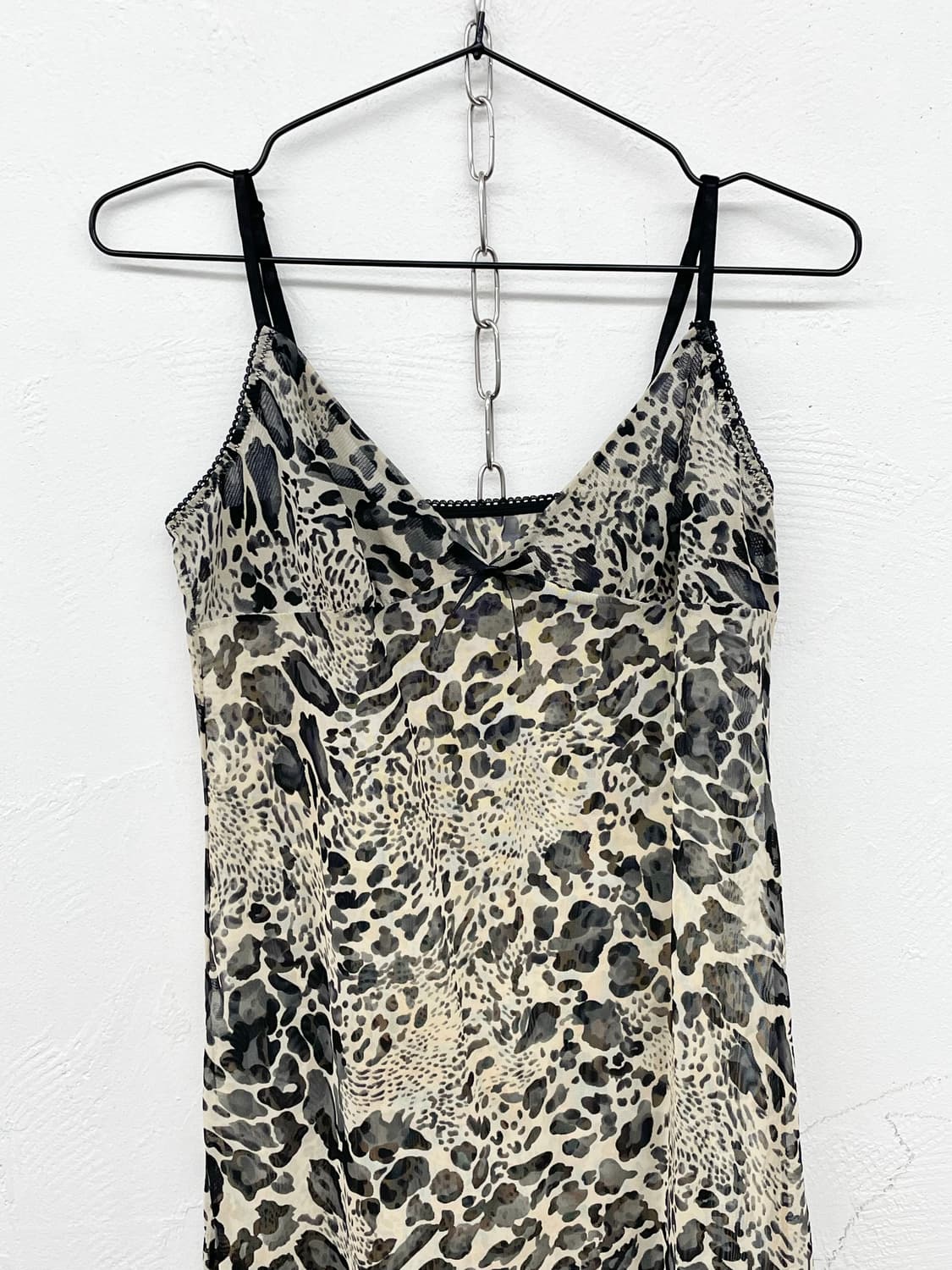 갸루 블랙 레오파드 메쉬 원피스 상품이미지5