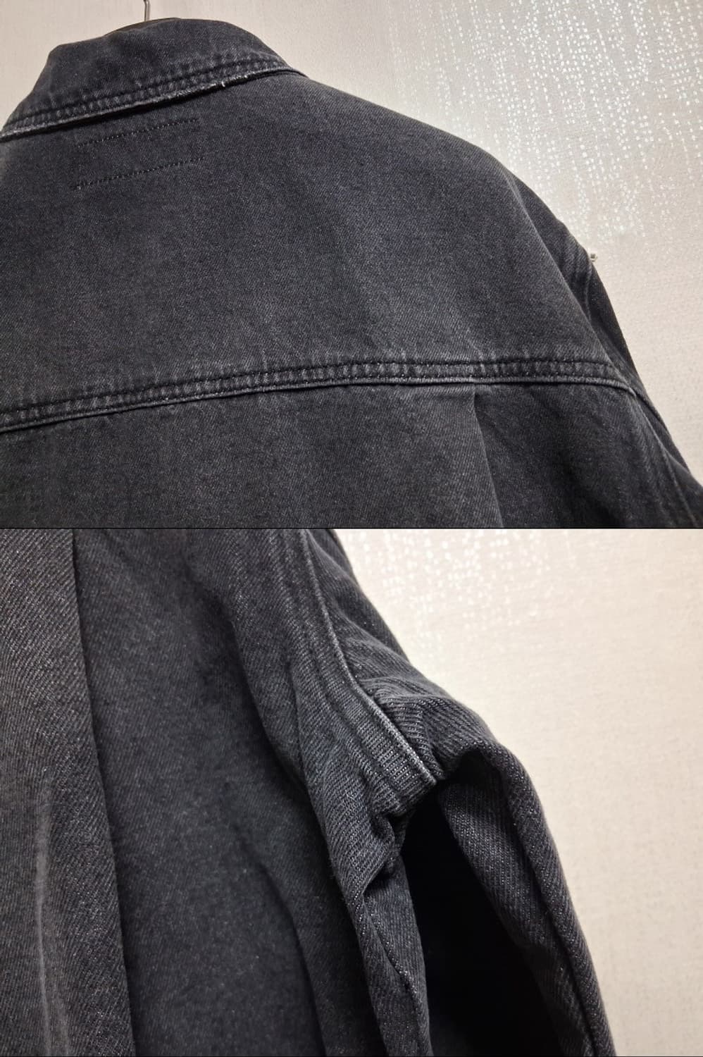 제품 신상품 차콜 먹색 나염 루즈핏 데님쟈켓 적당한 크롭 100까지 새거 상품이미지6