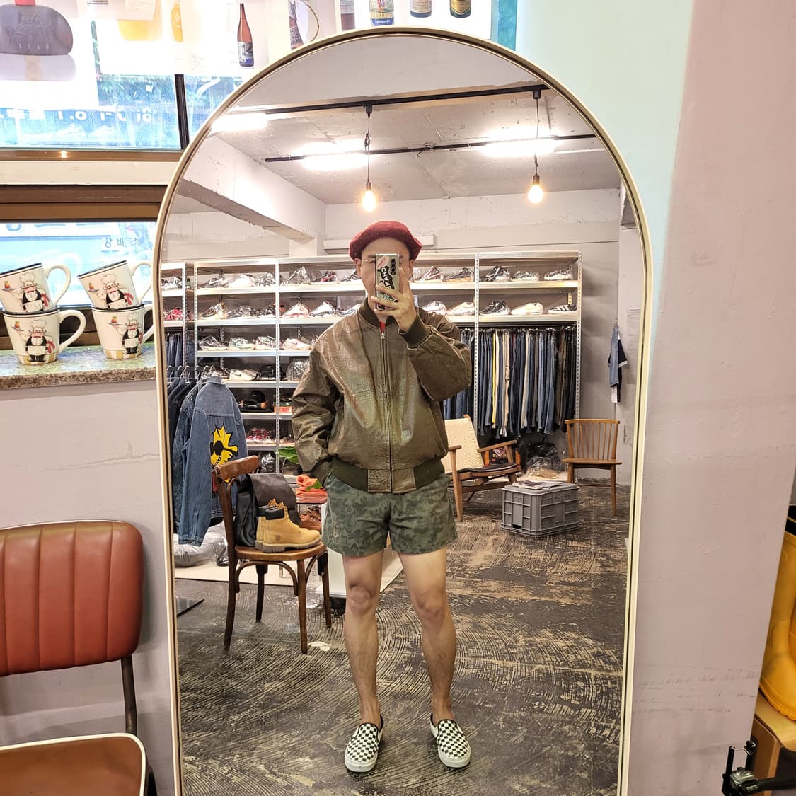 악어 패턴 레더 자켓 (LL) 상품이미지2