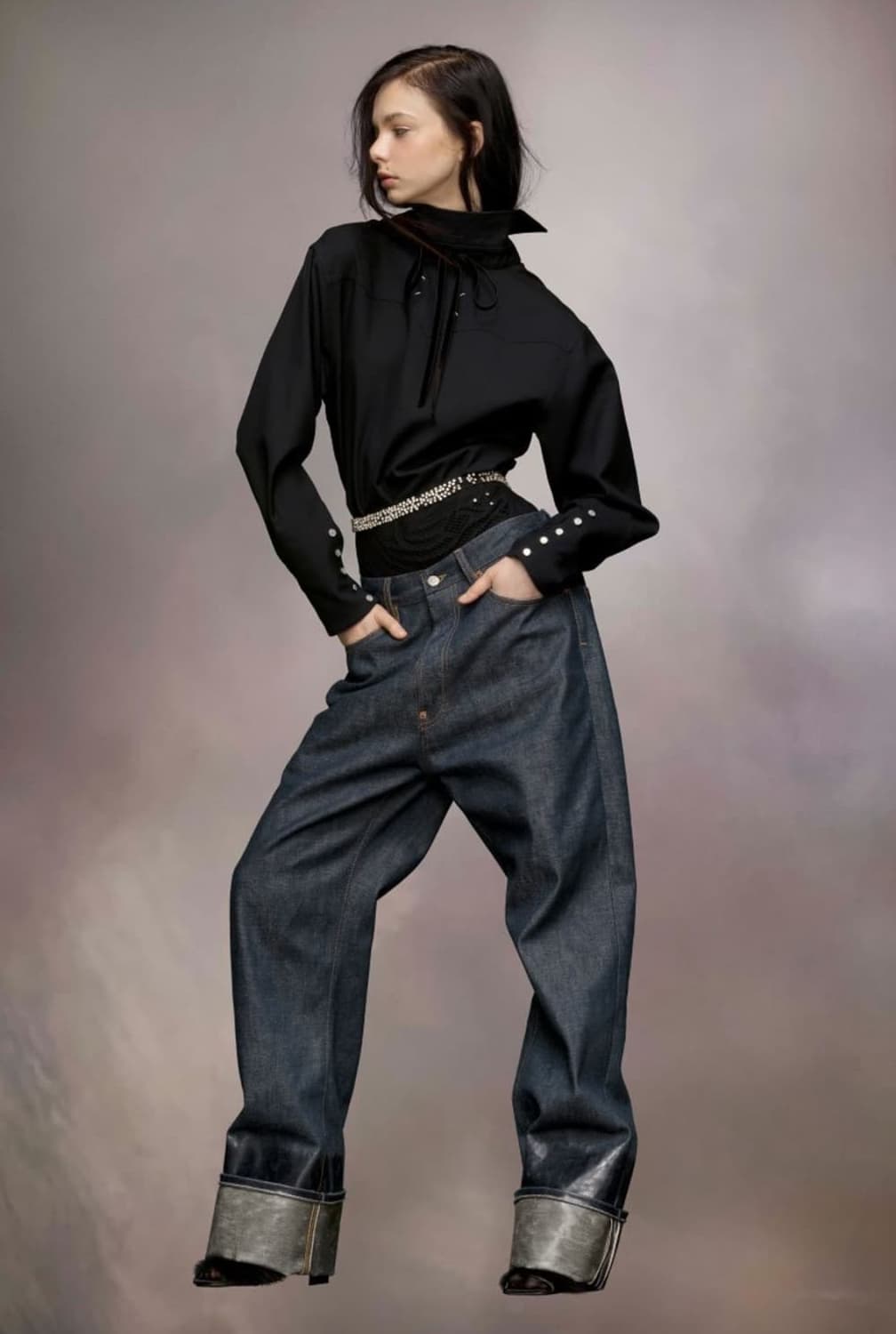 메종 마르지엘라 래커드 진 턴업헴 이펙트 셀비지 데님 인디고블루 상품이미지6