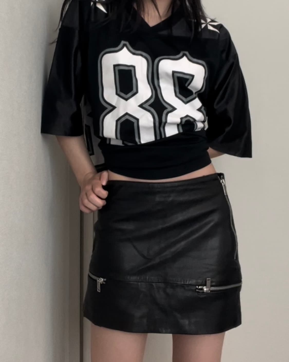 black leather zipper point SK 상품이미지3