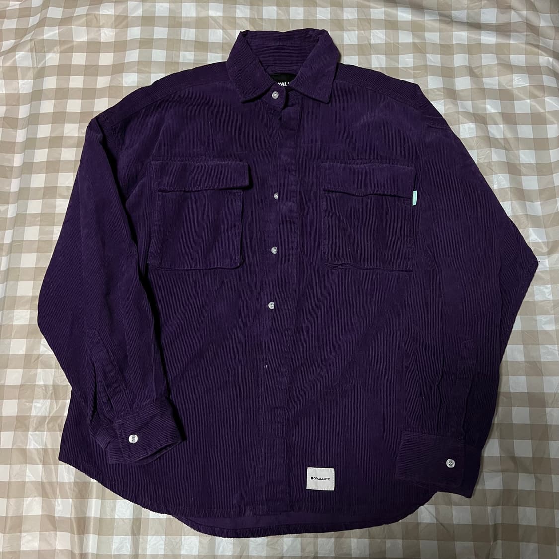 로얄라이프 코듀로이 퍼플 셔츠 2 긴필 코듀로이 보라 와이셔츠 오버핏 상품이미지1