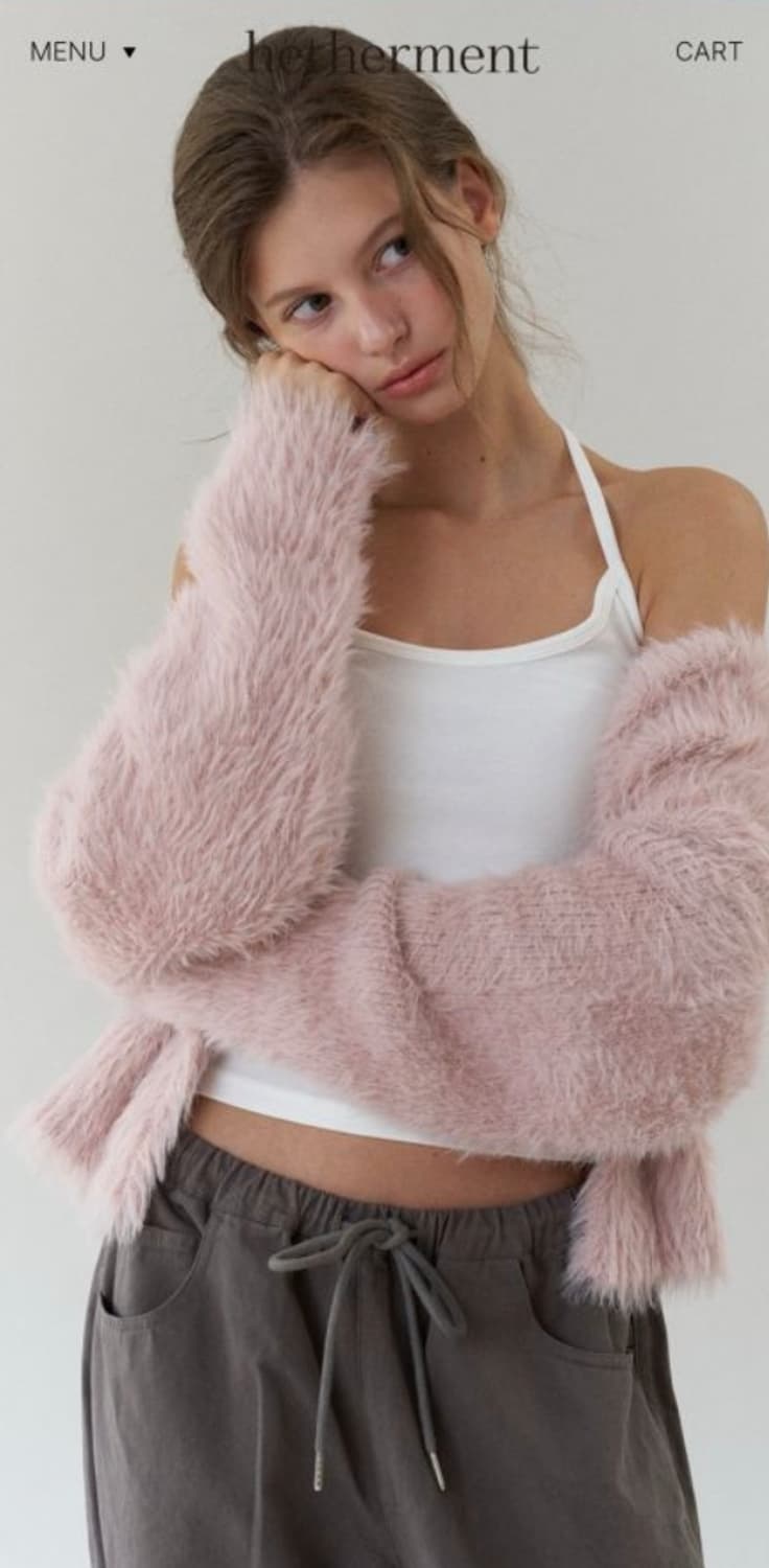 (삽니다) 헤더먼트 테디 가디건 베이비핑크 상품이미지1