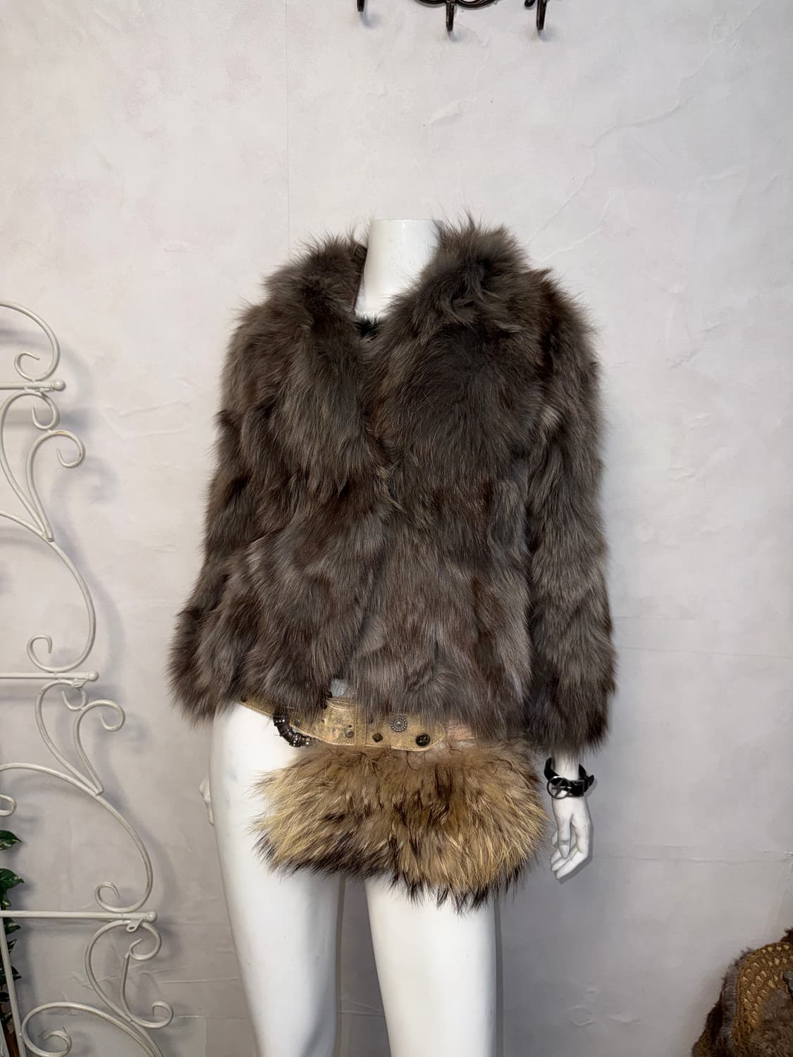 Mixed ash pink fox fur jacket  상품이미지5