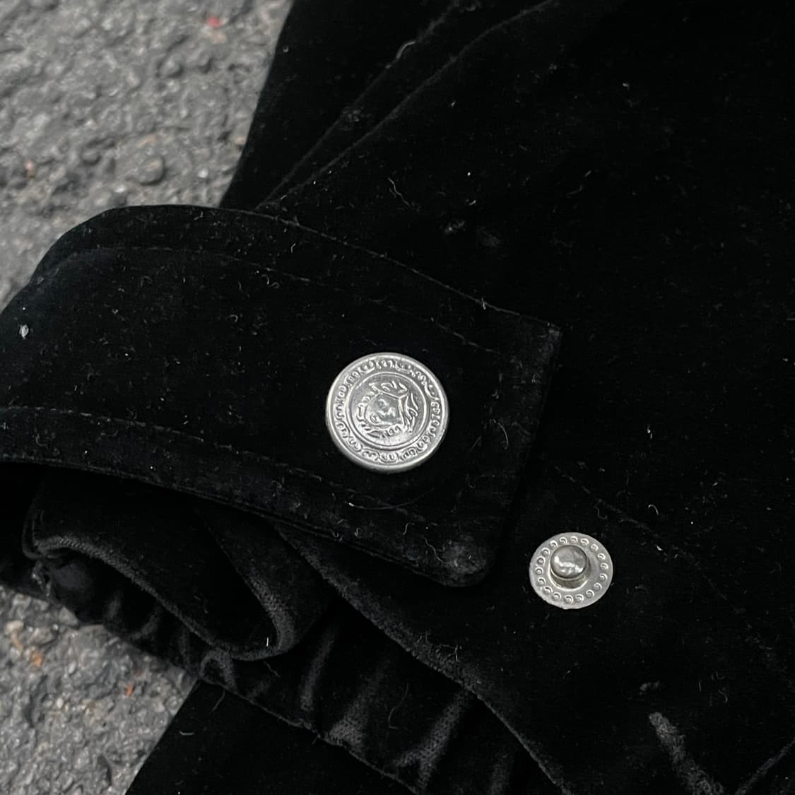 90s 베르사체 메두사 스웨이드 벨벳 사틴 블루종 올드스쿨 자켓 XL 상품이미지8