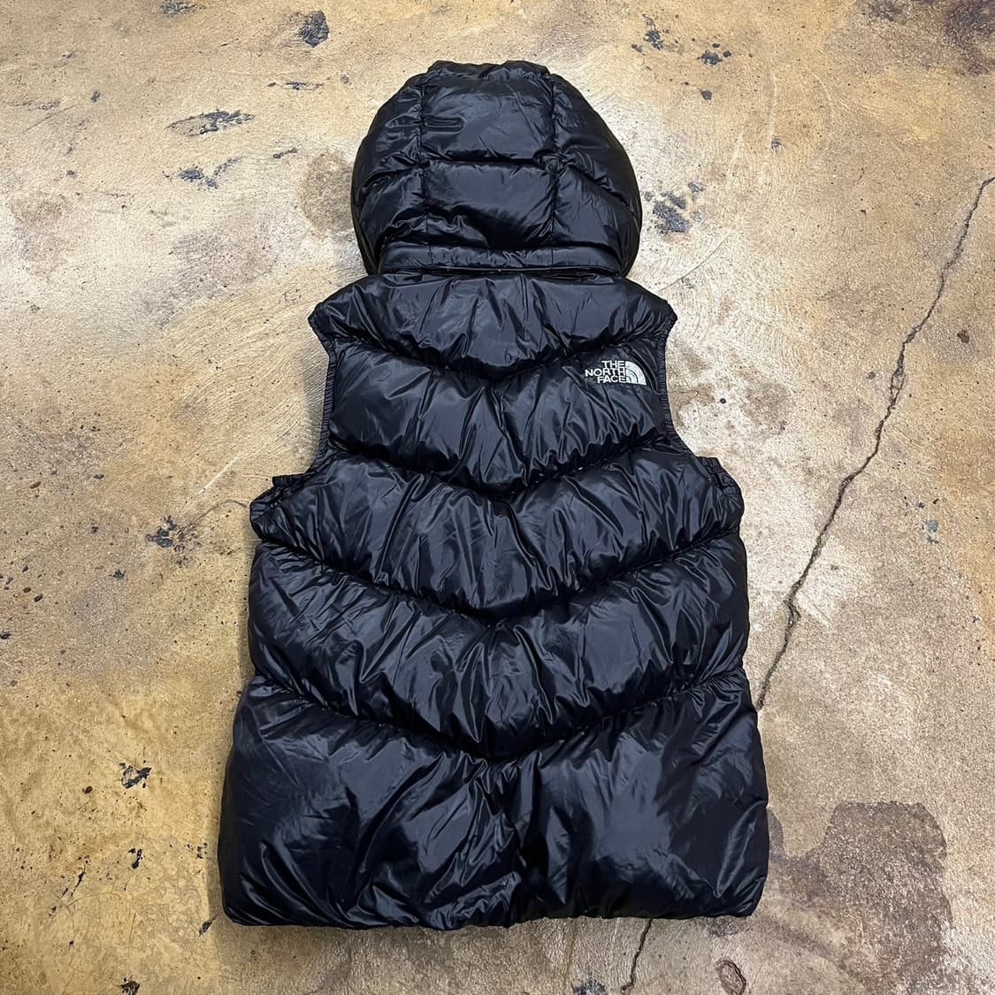 [정품/M] 노스페이스 후드 패딩 조끼 블랙 b14 상품이미지3