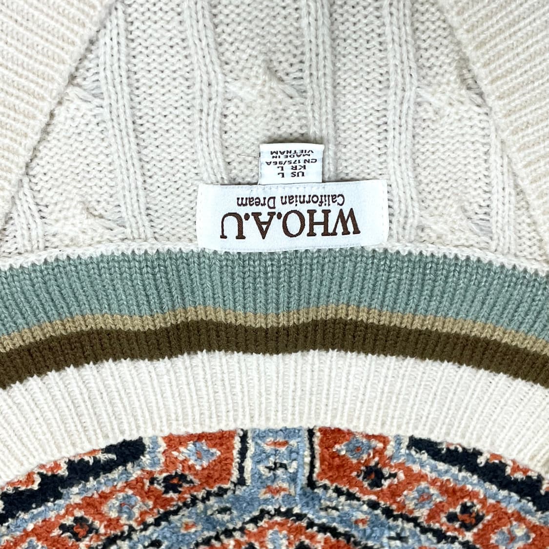 후아유 베이지 브이넥 꽈배기 니트조끼 남성L 상품이미지3