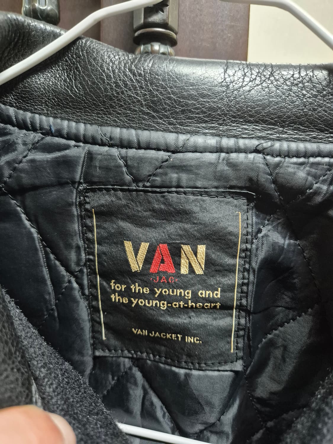[L]90s VAN JAC 바시티 자켓 블랙 소가죽 래더 100 M L 상품이미지2