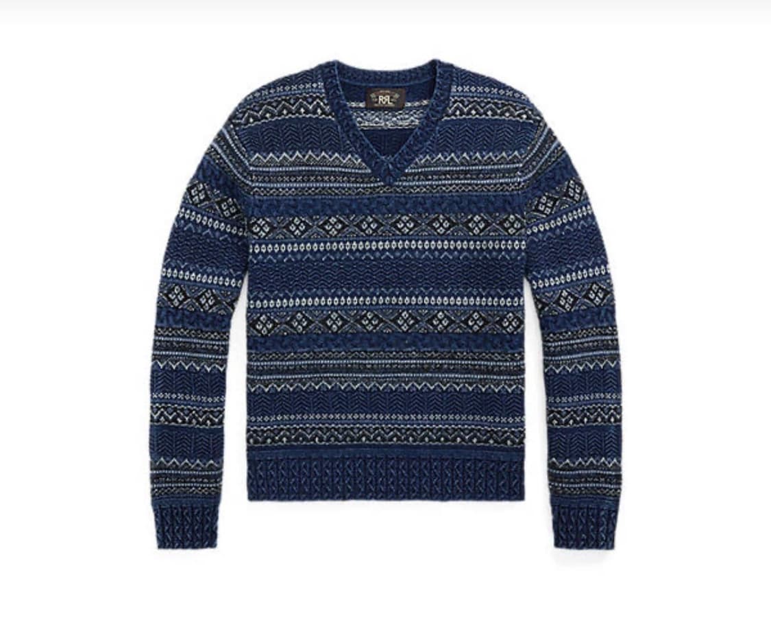 RRL 인디고 페어 아일 코튼 리넨 스웨터 상품이미지1