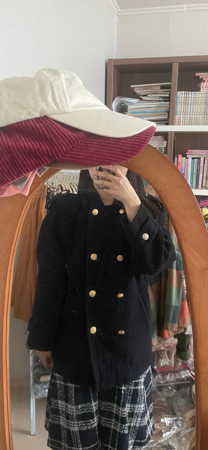 빈티지 금장단추 울 숏코트 🖤💛 상품이미지5