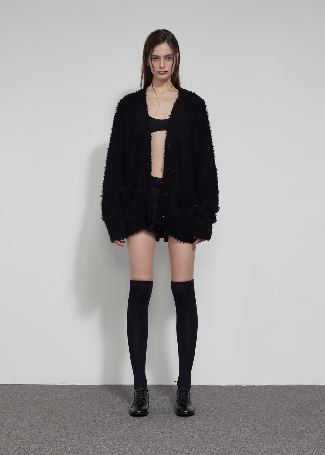 HAIRY OVERFIT CARDIGAN, BLACK 상품이미지2