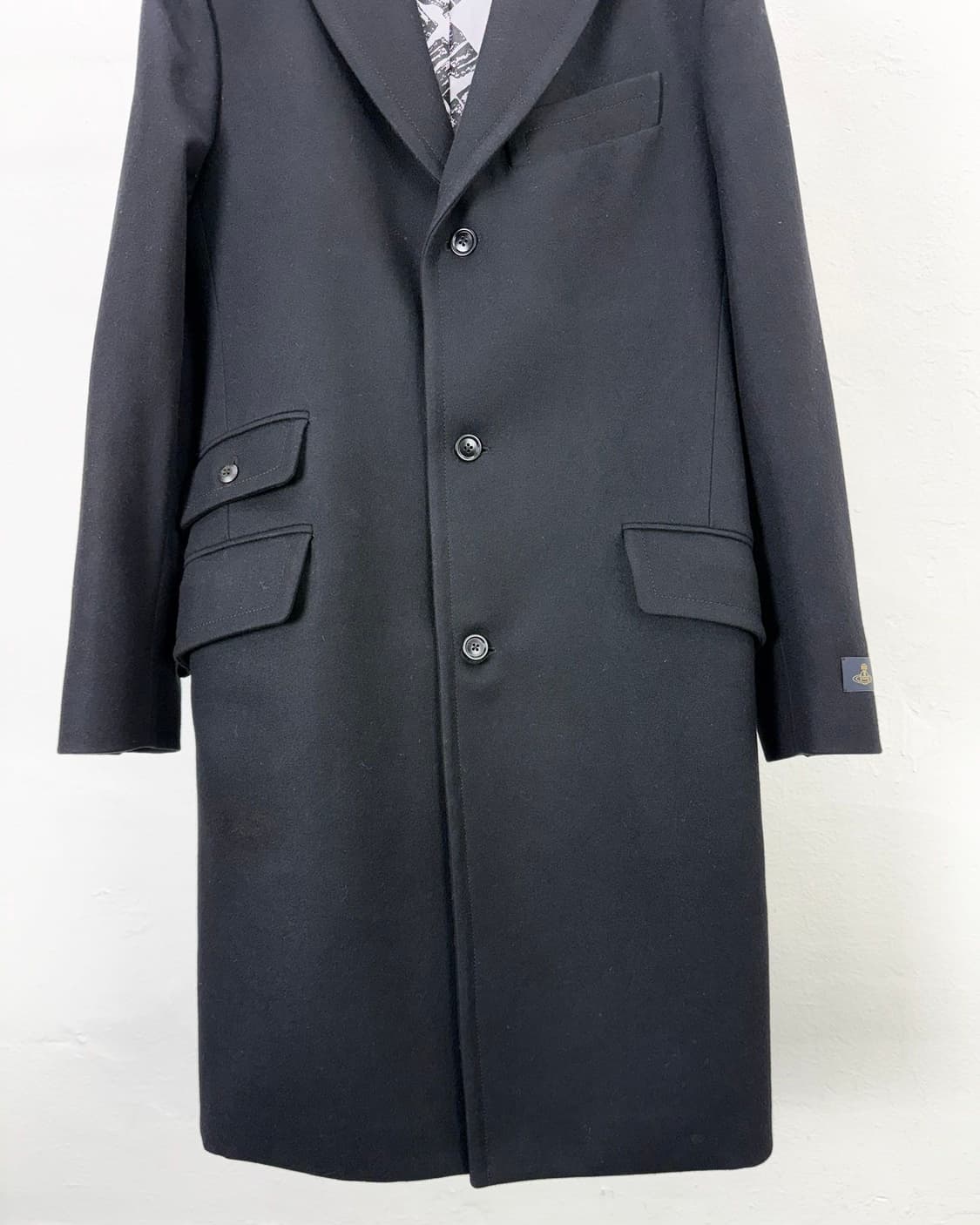 비비안웨스트우드 맨 블랙 울 체스터 다이그널 필드 코트 상품이미지5