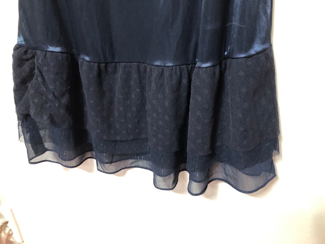 Navy Satin Frill Slip 상품이미지2