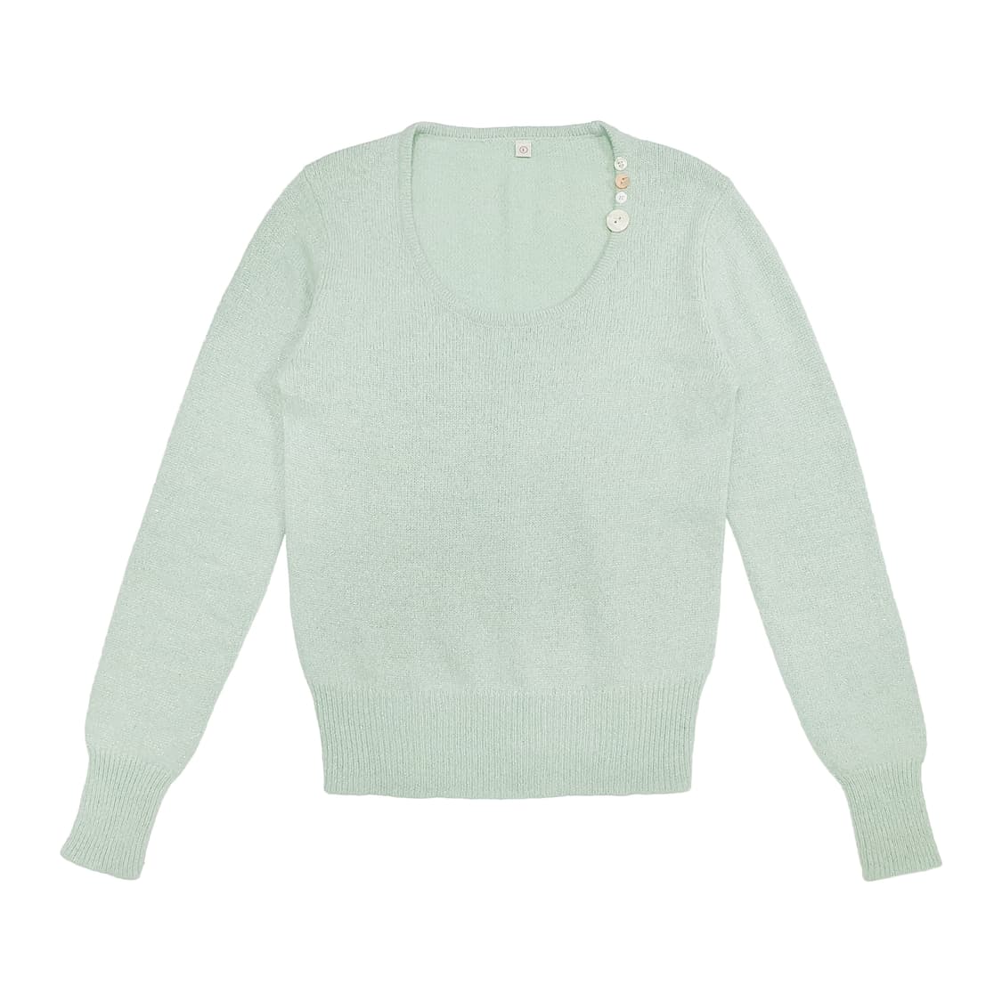 민트 버튼 앙고라 울 니트 스웨터 상품이미지1