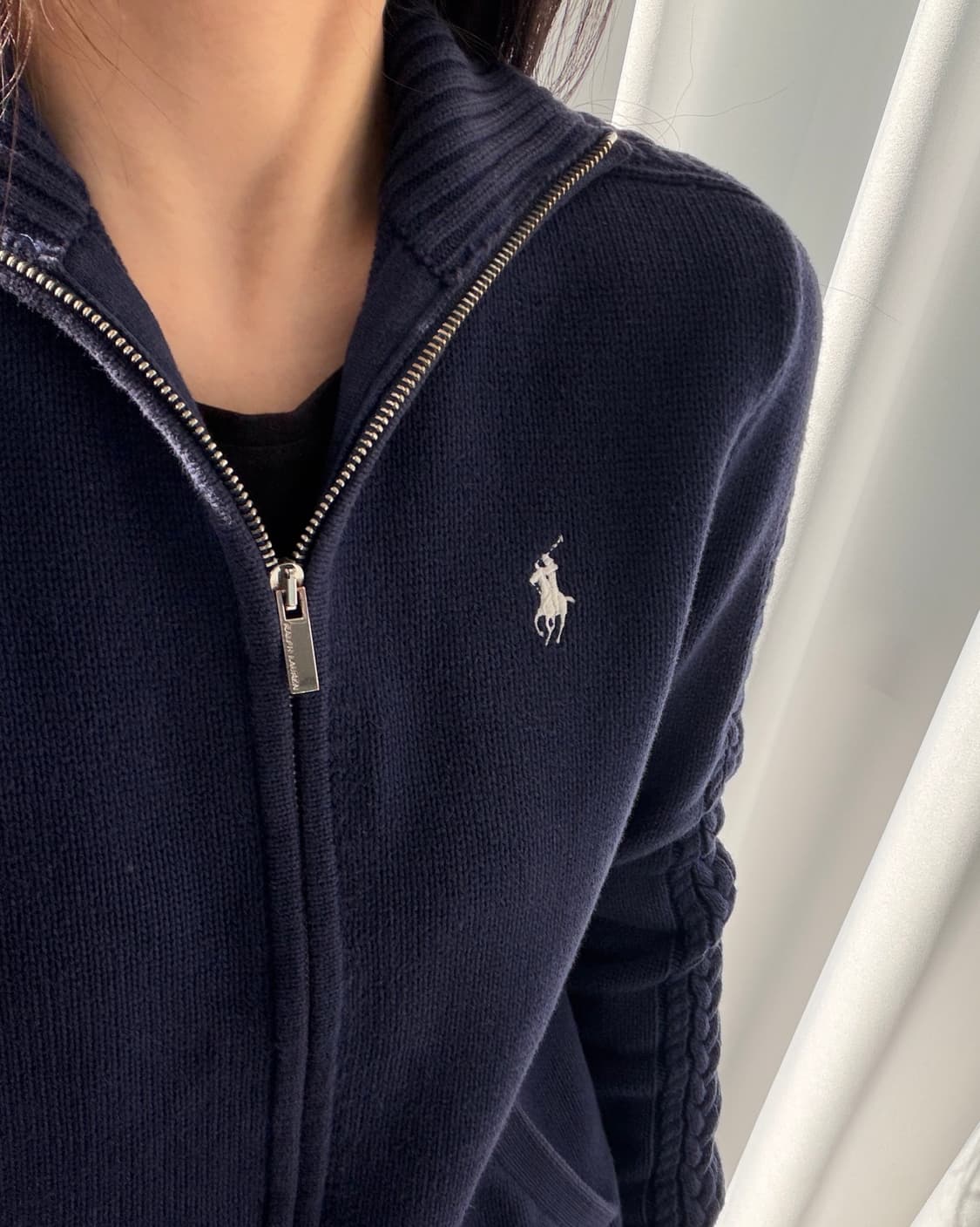 [S]폴로 랄프로렌 여성 케이블 니트 집업 navy 상품이미지2