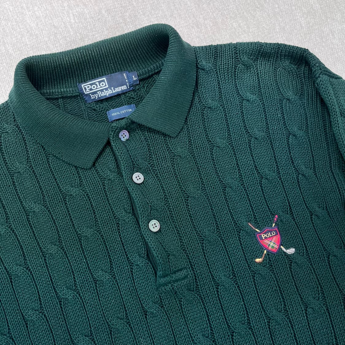 100 폴로 랄프로렌 방패로고 꽈배기 카라 니트 상품이미지2