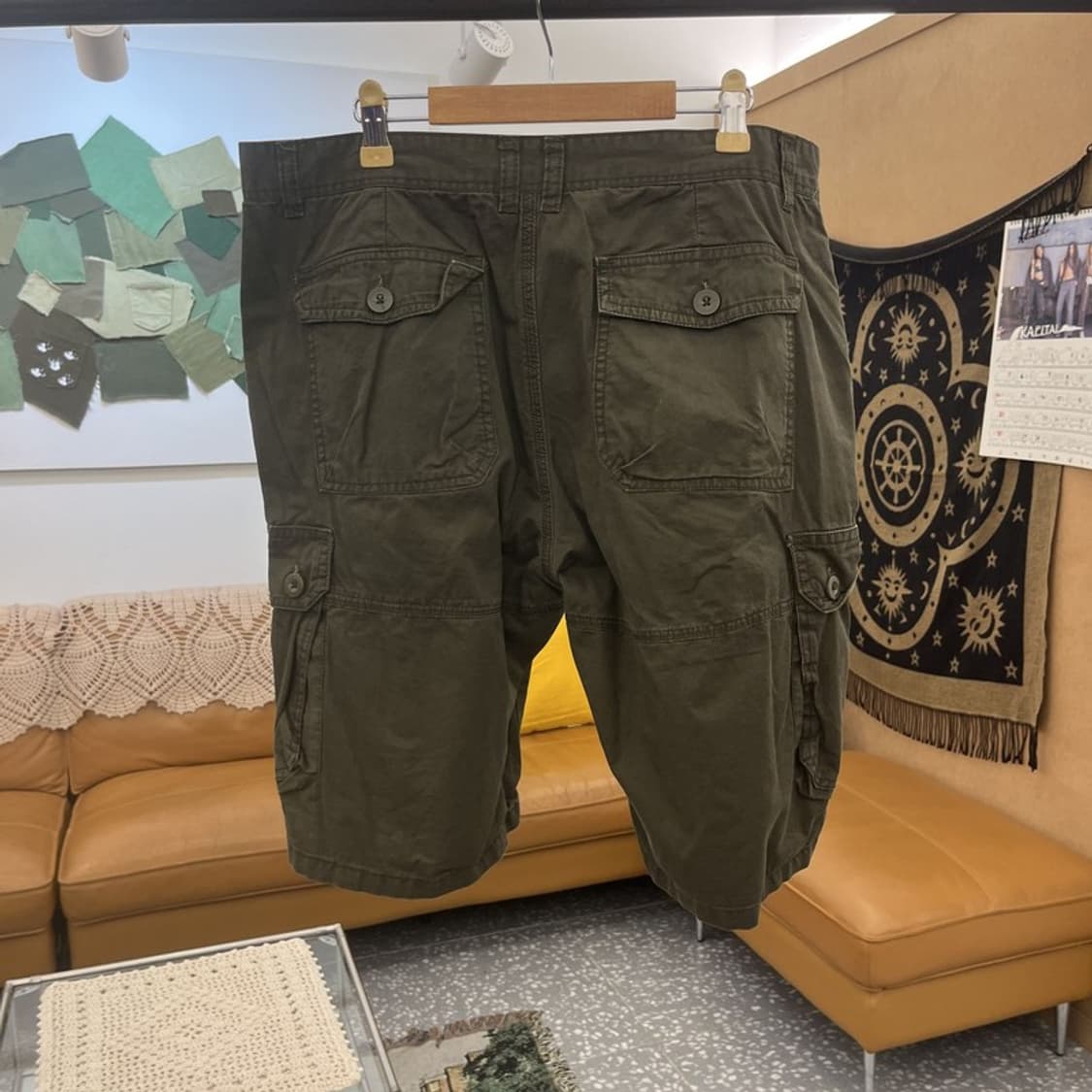 빈티지 밀리터리 사파리 캐주얼 딥카키 카고 반바지 34인치 C12157 상품이미지4