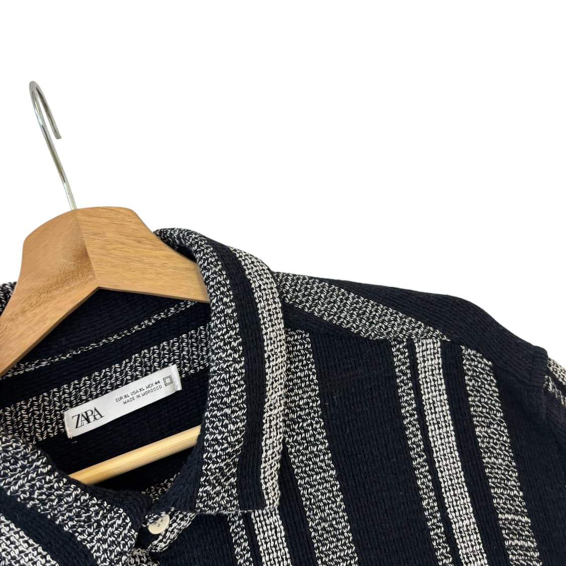 자라 텍스처 스트라이프 니트 셔츠 네이비 상품이미지3