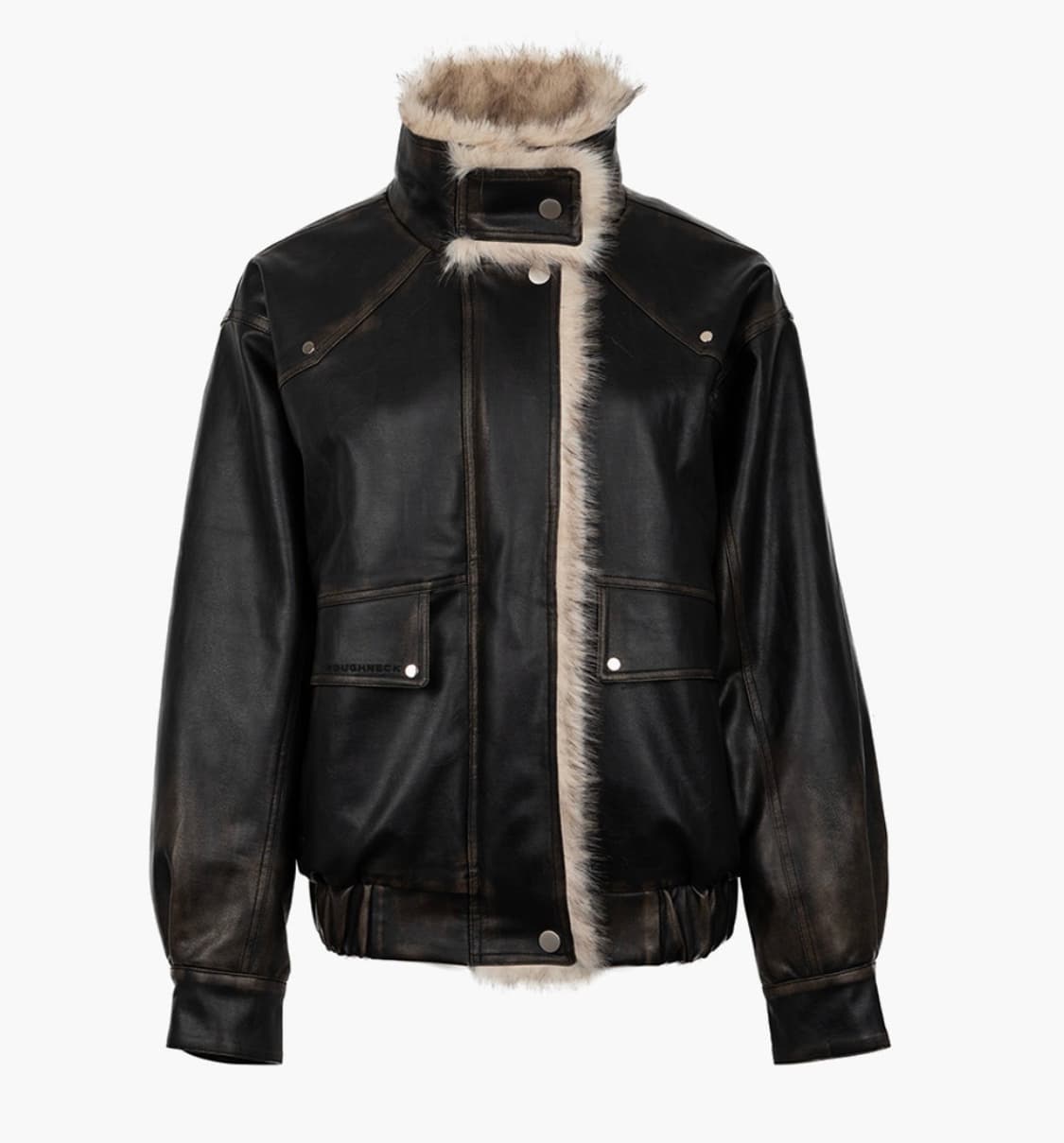 러프넥 워싱 레더 무스탕 자켓 S 상품이미지1