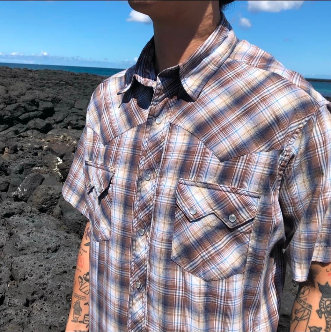 Wrangler 랭글러 체크 웨스턴 반팔 셔츠 L 상품이미지2