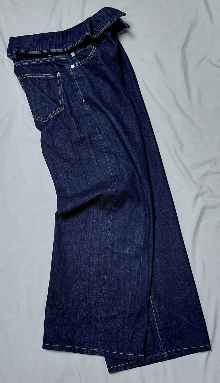 [EMODA] 에모다 하이웨이스트 폴드 오버 와이드 데님 (사이즈 1) 상품이미지10